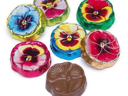 Milk Chocolate Foiled Pansies Hot on Sale