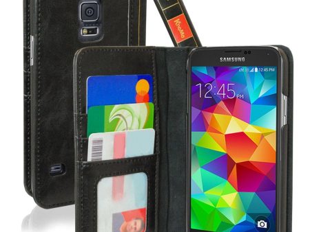 Book Style Leather Case For Samsung Galaxy S5 - Black Online now