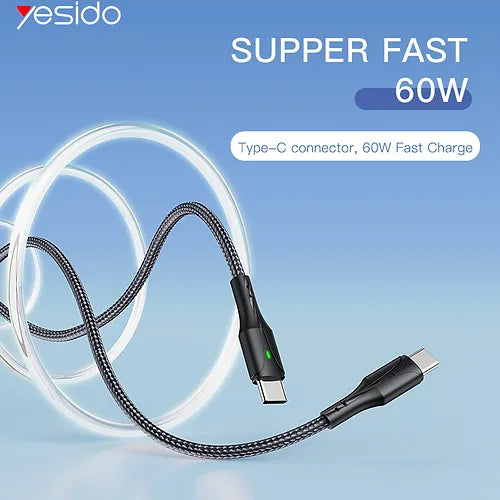 Yesido Type-C to Type-C Fast Charging Cable 60W For Sale