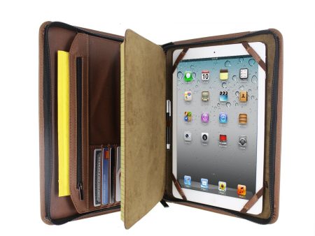 PadFolio Case With Notepad Holder and Pockets Brown For Universal Tablets 12  Sale