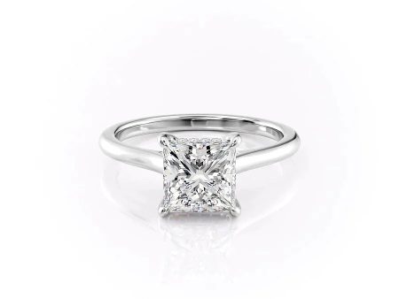 The Natalie Set With A 1.5 Carat Princess Moissanite For Sale